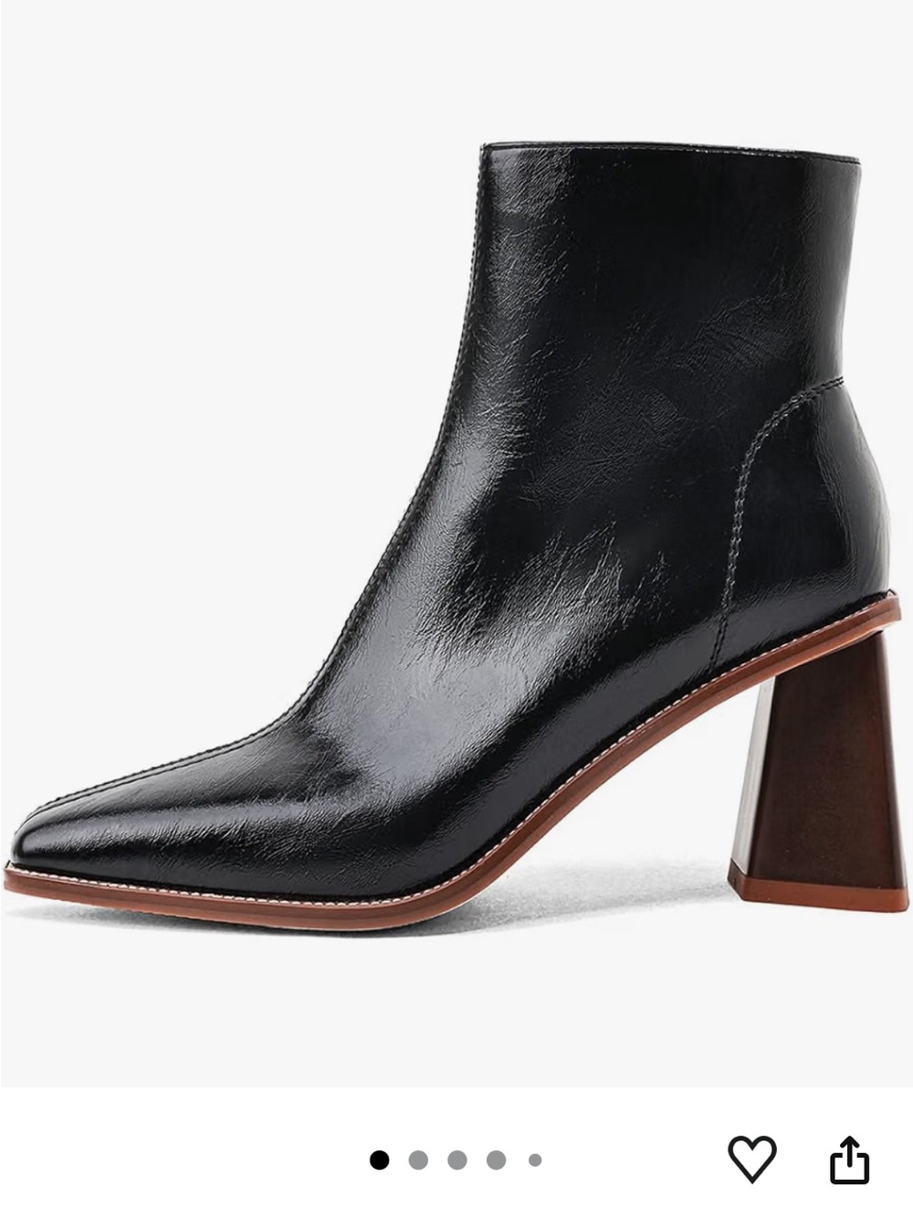 NWOT Motimoden Black Patent Faux Leather Ankle Boot w/Block Heel, Size 6